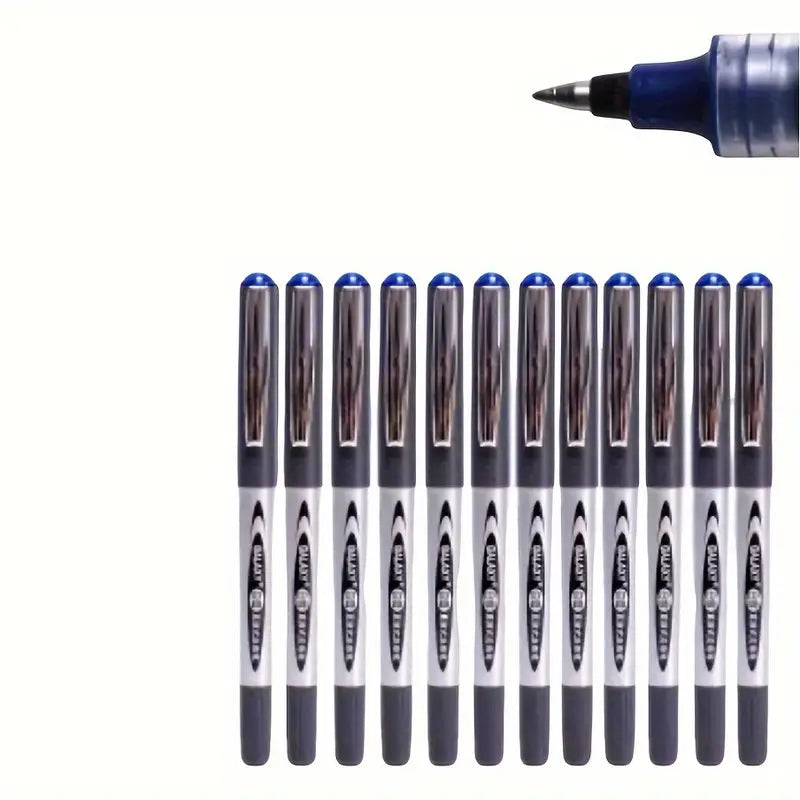 12pcs Snowflake Design Rollerball Pens with Liquid Ink - Quick-Dry, Fine Tip, Click-On Cap, Neutral