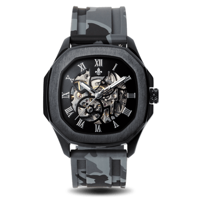 The Avalon Black + Grey Camo Strap