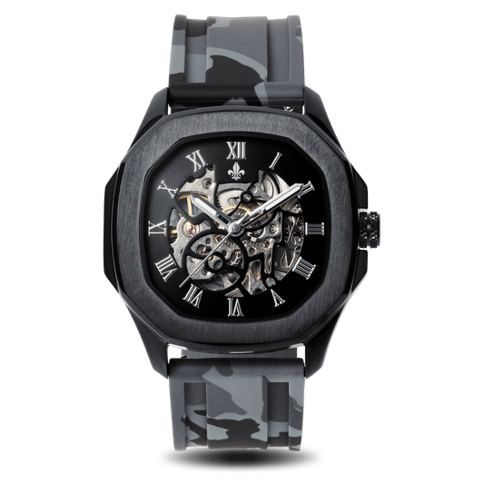 The Avalon Black + Grey Camo Strap