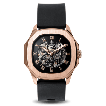 The Avalon Rose Gold + Grey Camo Strap