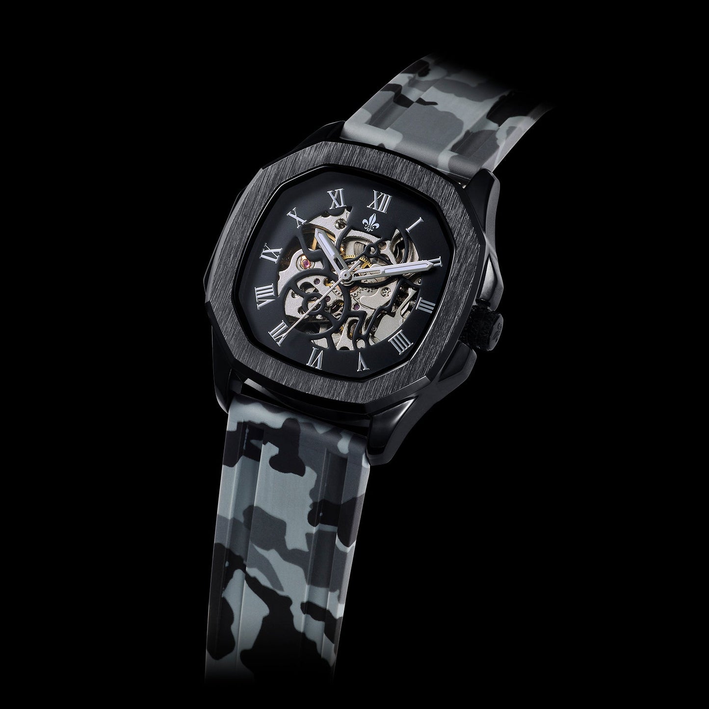 The Avalon Black + Grey Camo Strap