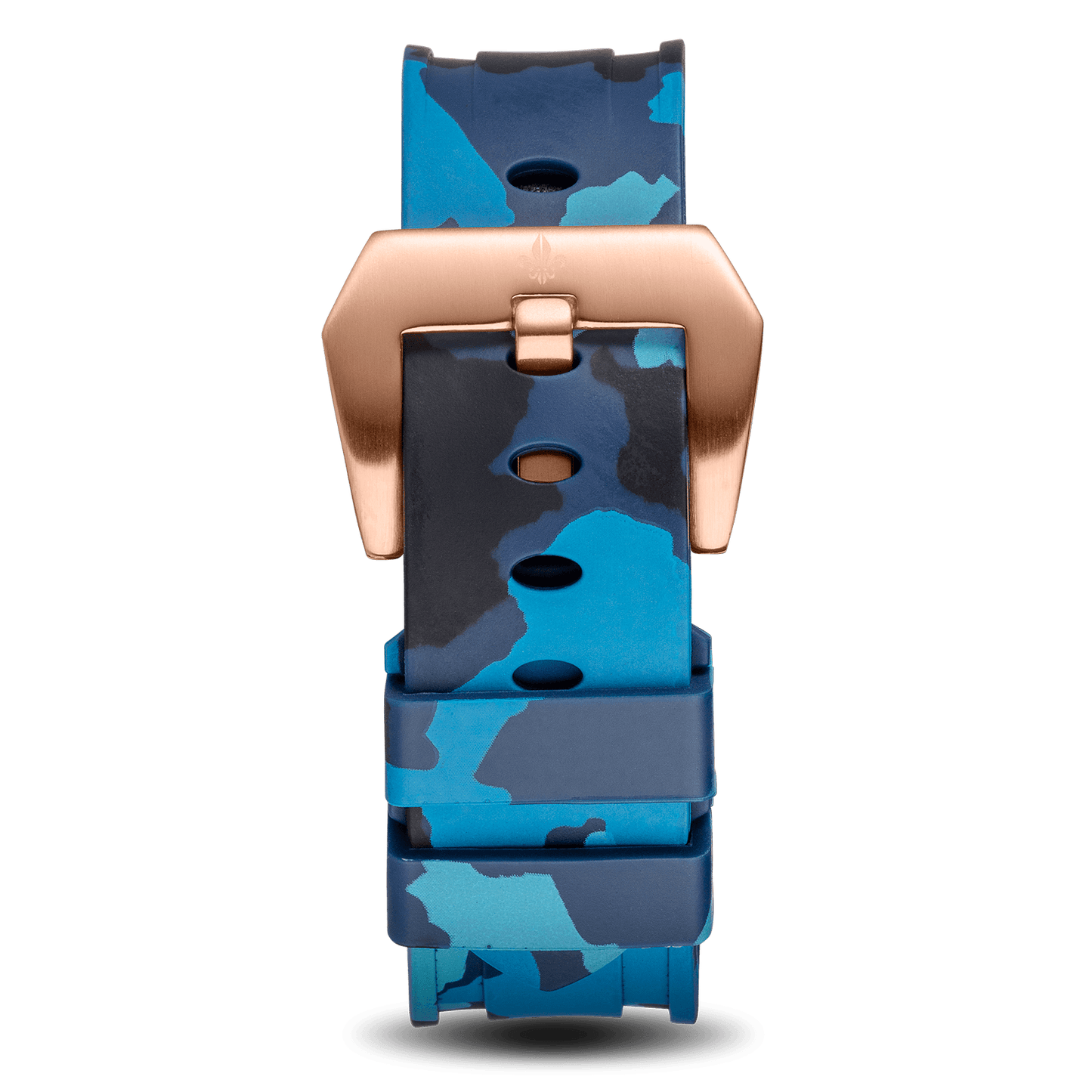 Blue Camo Strap With Rose Gold Buckle