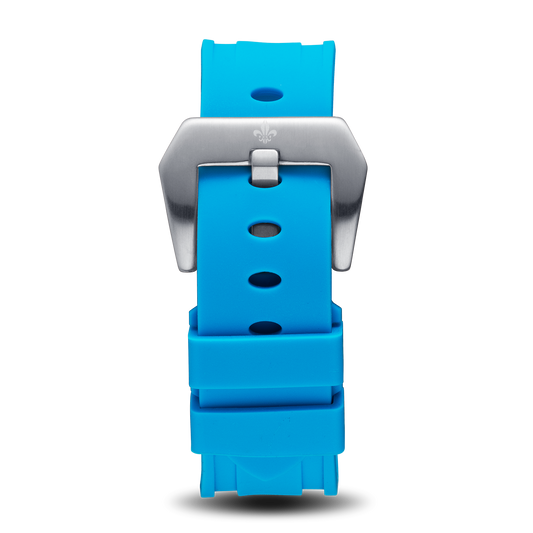 Blue Silicone Strap With Silver Buckle