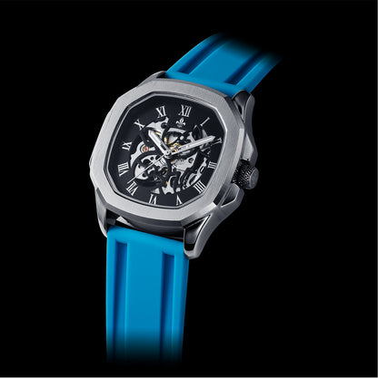 Blue Silicone Strap With Silver Buckle