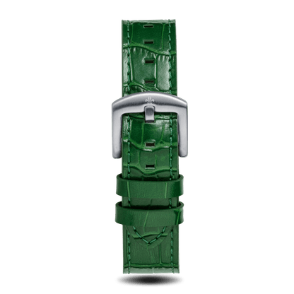 Green Croc Pattern Leather Strap With Silver Buckle - Prague Deluxe