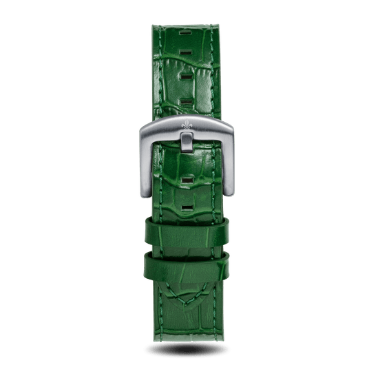 Green Croc Pattern Leather Strap With Silver Buckle - Prague Deluxe
