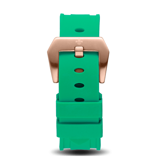 Green Silicone Strap With Rose Gold Buckle
