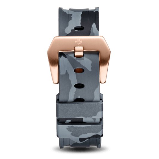 Grey Camo Strap With Rose Gold Buckle