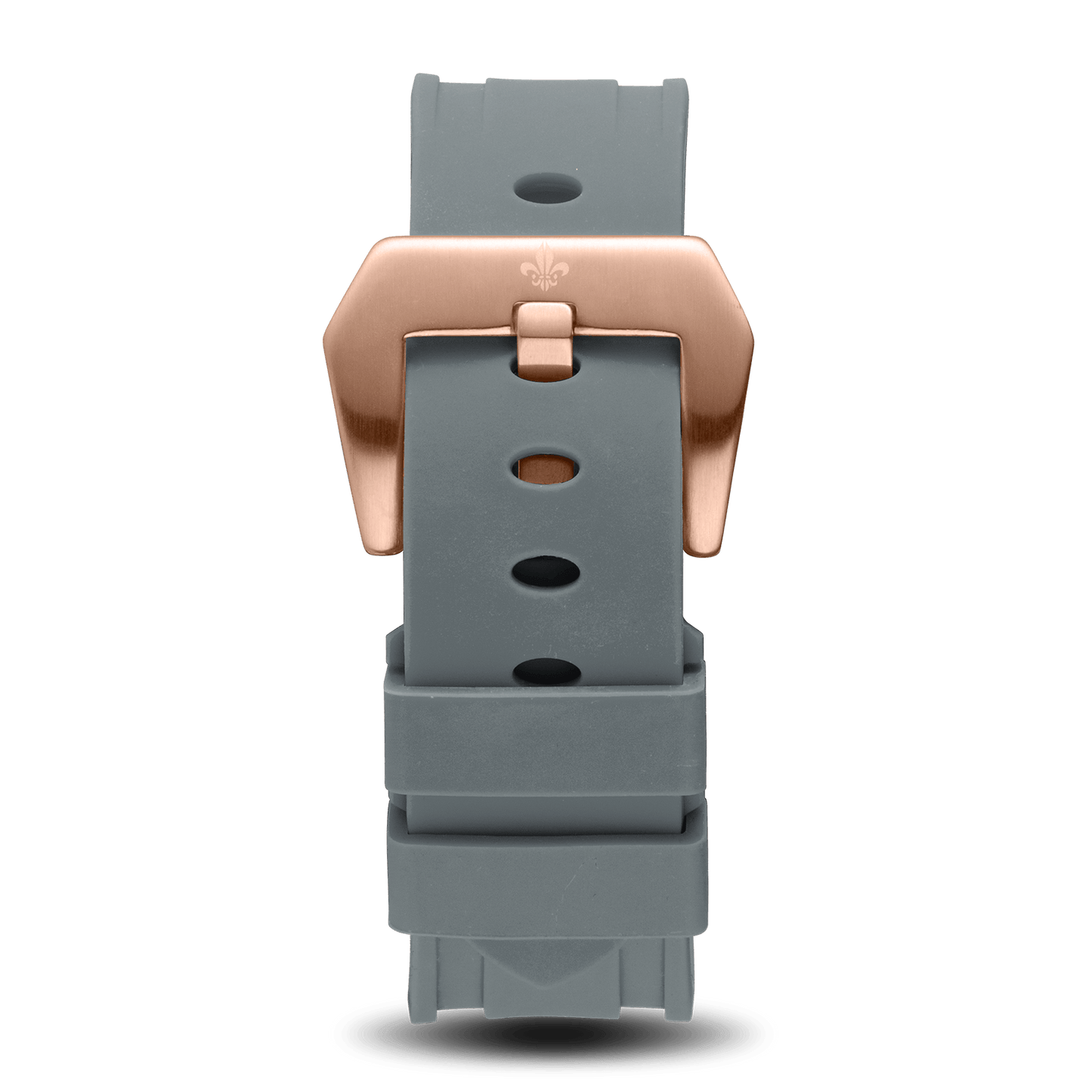 Grey Silicone Strap With Rose Gold Buckle