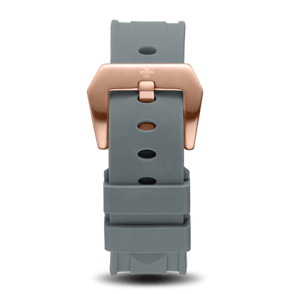Grey Silicone Strap With Rose Gold Buckle