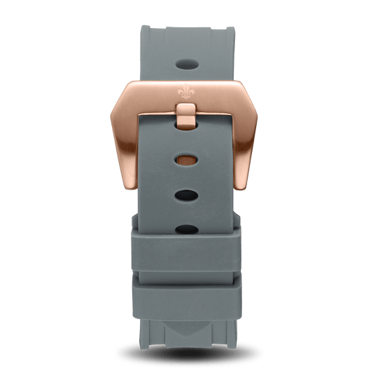 Grey Silicone Strap With Rose Gold Buckle