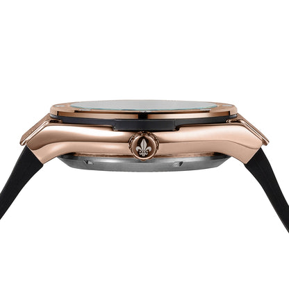 Prague Skeleton Automatic Deluxe - Rose Gold + Blue Leather Strap