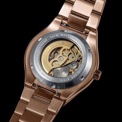 Prague Skeleton Automatic Deluxe - Rose Gold + Rose Gold Link Strap