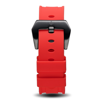 The Avalon Black + Red Silicone Strap
