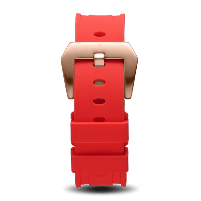 Red Silicone Strap With Rose Gold Buckle