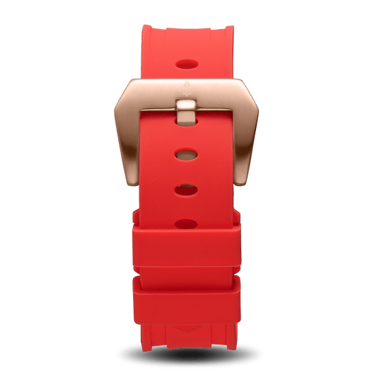 Red Silicone Strap With Rose Gold Buckle