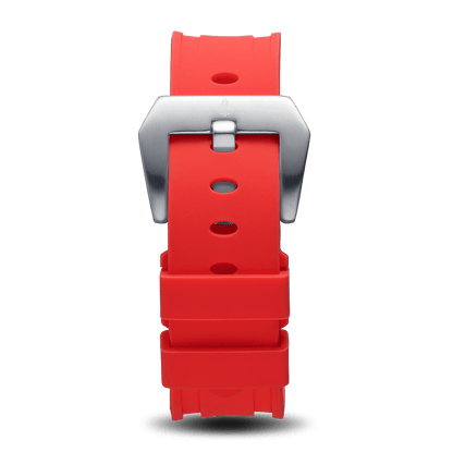 Red Silicone Strap With Silver Buckle