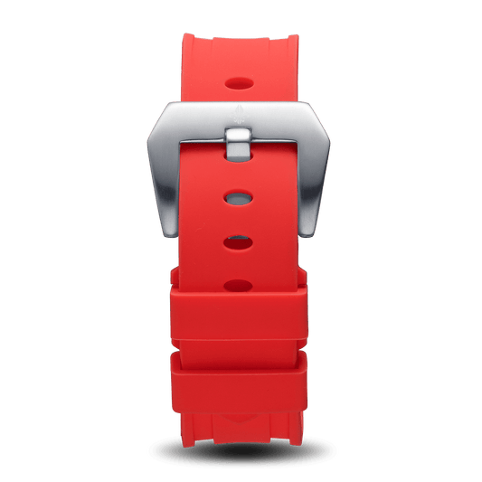 Red Silicone Strap With Silver Buckle