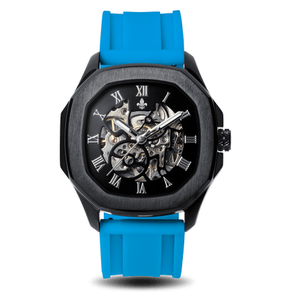 The Avalon Black + Blue Silicone Strap
