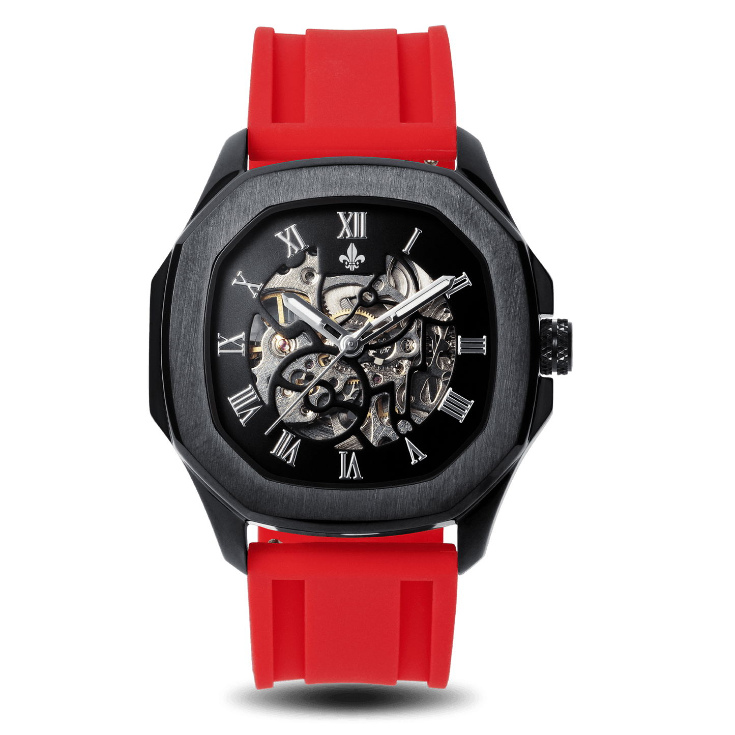 The Avalon Black + Red Silicone Strap