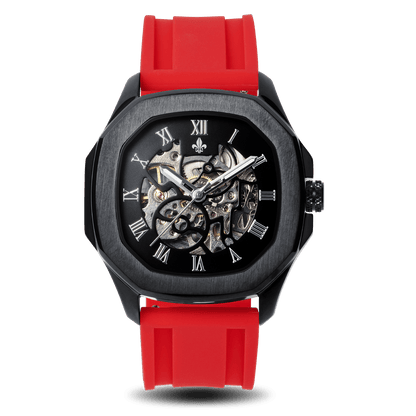 The Avalon Black + Red Silicone Strap