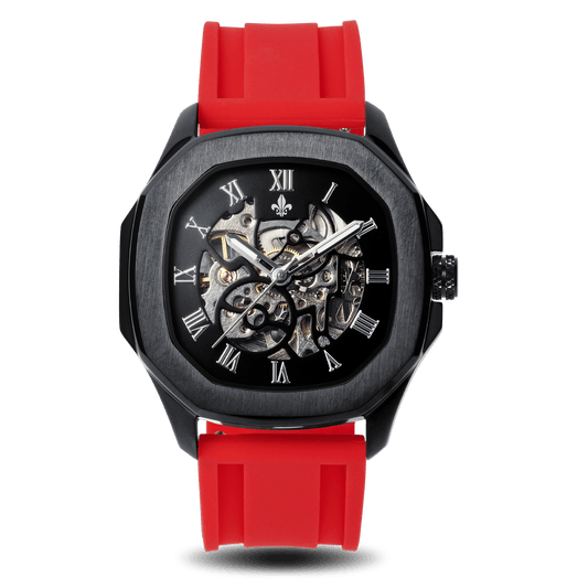 The Avalon Black + Red Silicone Strap