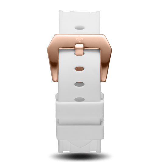 White Silicone Strap With Rose Gold Buckle