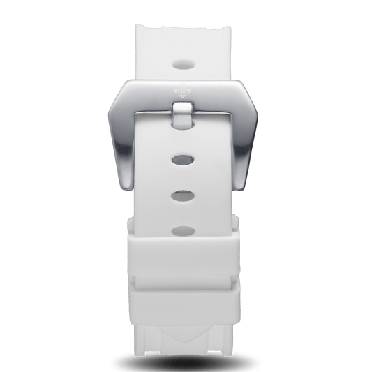 White Silicone Strap With Silver Buckle