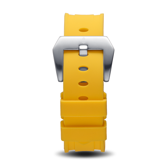 Yellow Silicone Strap With Silver Buckle